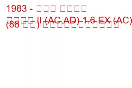 1983 - ホンダ アコード
アコード II (AC,AD) 1.6 EX (AC) (88 馬力) の燃料消費量と技術仕様