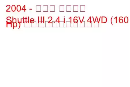 2004 - ホンダ シャトル
Shuttle III 2.4 i 16V 4WD (160 Hp) の燃料消費量と技術仕様