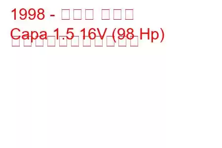 1998 - ホンダ キャパ
Capa 1.5 16V (98 Hp) の燃料消費量と技術仕様