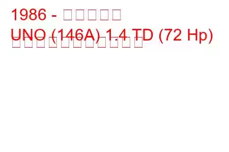 1986 - フィアット
UNO (146A) 1.4 TD (72 Hp) の燃料消費量と技術仕様