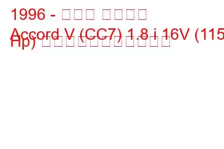 1996 - ホンダ アコード
Accord V (CC7) 1.8 i 16V (115 Hp) の燃料消費量と技術仕様