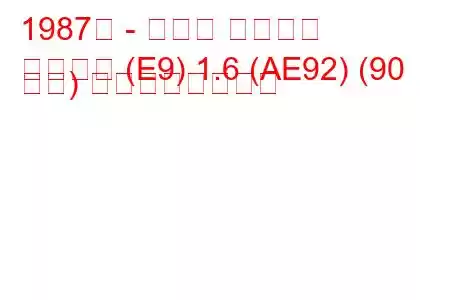 1987年 - トヨタ カローラ
カローラ (E9) 1.6 (AE92) (90 馬力) の燃費と技術仕様