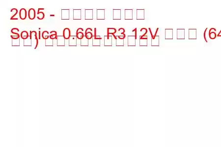 2005 - ダイハツ ソニカ
Sonica 0.66L R3 12V ターボ (64 馬力) 燃料消費量と技術仕様