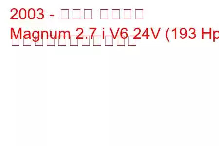 2003 - ダッジ マグナム
Magnum 2.7 i V6 24V (193 Hp) の燃料消費量と技術仕様