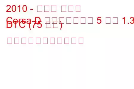 2010 - オペル コルサ
Corsa D フェイスリフト 5 ドア 1.3 DTC (75 馬力) の燃料消費量と技術仕様