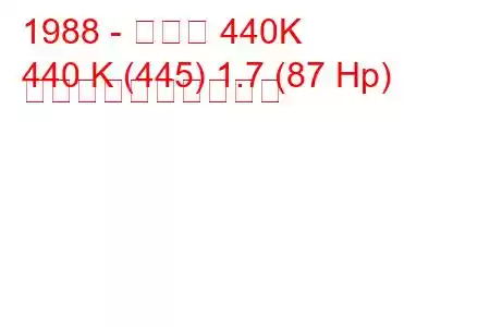 1988 - ボルボ 440K
440 K (445) 1.7 (87 Hp) 燃料消費量と技術仕様