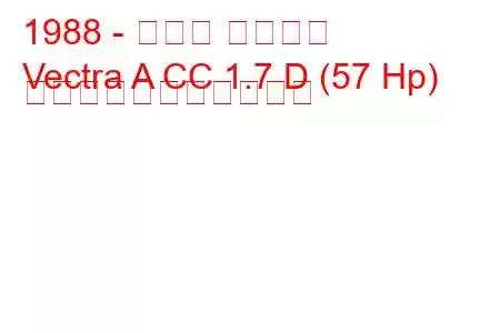 1988 - オペル ベクトラ
Vectra A CC 1.7 D (57 Hp) の燃料消費量と技術仕様