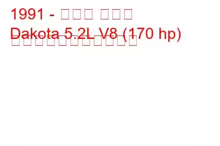 1991 - ダッジ ダコタ
Dakota 5.2L V8 (170 hp) の燃料消費量と技術仕様