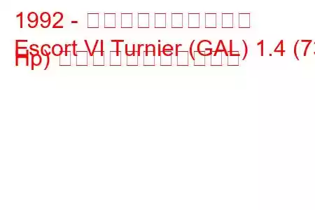 1992 - フォード・エスコート
Escort VI Turnier (GAL) 1.4 (73 Hp) の燃料消費量と技術仕様