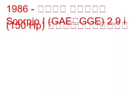 1986 - フォード スコーピオ
Scorpio I (GAE、GGE) 2.9 i (150 Hp) の燃料消費量と技術仕様