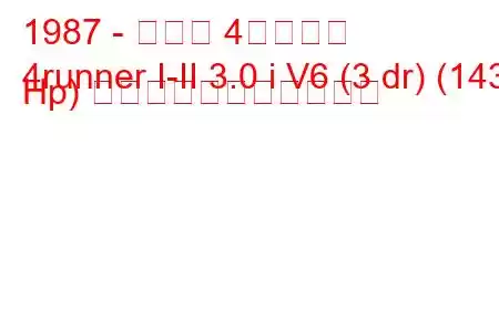 1987 - トヨタ 4ランナー
4runner I-II 3.0 i V6 (3 dr) (143 Hp) の燃料消費量と技術仕様