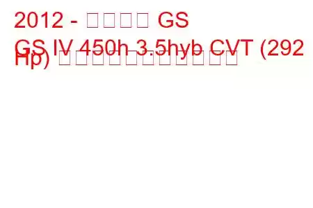 2012 - レクサス GS
GS IV 450h 3.5hyb CVT (292 Hp) の燃料消費量と技術仕様