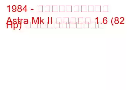 1984 - ボクソール・アストラ
Astra Mk II エステート 1.6 (82 Hp) の燃料消費量と技術仕様