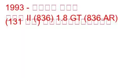 1993 - ランチア デルタ
デルタ II (836) 1.8 GT (836.AR) (131 馬力) の燃料消費量と技術仕様