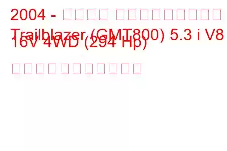 2004 - シボレー トレイルブレイザー
Trailblazer (GMT800) 5.3 i V8 16V 4WD (294 Hp) の燃料消費量と技術仕様