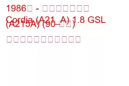 1986年 - 三菱コルディア
Cordia (A21_A) 1.8 GSL (A215A) (90 馬力) の燃料消費量と技術仕様