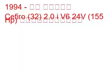 1994 - 日産 セフィーロ
Cefiro (32) 2.0 i V6 24V (155 Hp) の燃料消費量と技術仕様