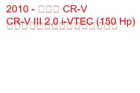 2010 - ホンダ CR-V
CR-V III 2.0 i-VTEC (150 Hp) フェイスリフトの燃費と技術仕様