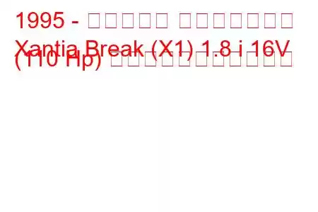 1995 - シトロエン エグザンティア
Xantia Break (X1) 1.8 i 16V (110 Hp) の燃料消費量と技術仕様