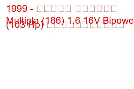 1999 - フィアット ムルティプラ
Multipla (186) 1.6 16V Bipower (103 Hp) の燃料消費量と技術仕様