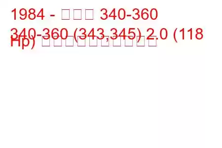 1984 - ボルボ 340-360
340-360 (343,345) 2.0 (118 Hp) 燃料消費量と技術仕様