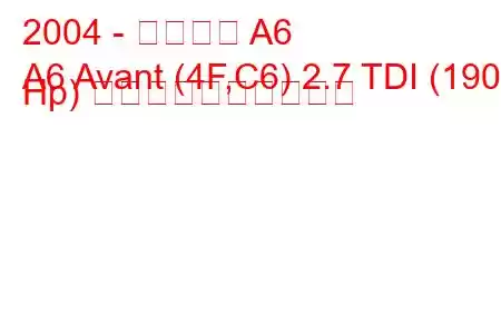 2004 - アウディ A6
A6 Avant (4F,C6) 2.7 TDI (190 Hp) 燃料消費量と技術仕様