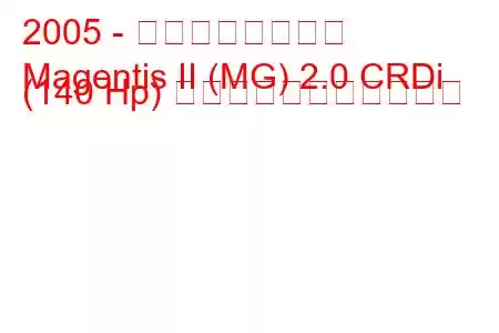 2005 - 起亜マゼンティス
Magentis II (MG) 2.0 CRDi (140 Hp) の燃料消費量と技術仕様