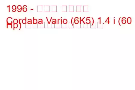 1996 - セアト コルドバ
Cordaba Vario (6K5) 1.4 i (60 Hp) の燃料消費量と技術仕様
