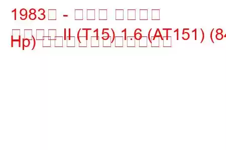 1983年 - トヨタ カリーナ
カリーナ II (T15) 1.6 (AT151) (84 Hp) の燃料消費量と技術仕様