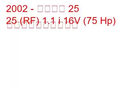 2002 - ローバー 25
25 (RF) 1.1 i 16V (75 Hp) 燃料消費量と技術仕様