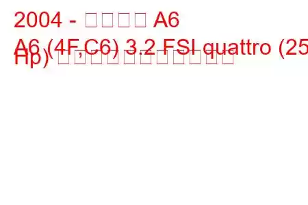2004 - アウディ A6
A6 (4F,C6) 3.2 FSI quattro (255 Hp) の燃料消費量と技術仕様