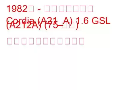 1982年 - 三菱コルディア
Cordia (A21_A) 1.6 GSL (A212A) (75 馬力) の燃料消費量と技術仕様