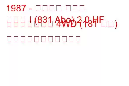 1987 - ランチア デルタ
デルタ I (831 Abo) 2.0 HF インテグラーレ 4WD (181 馬力) の燃料消費量と技術仕様