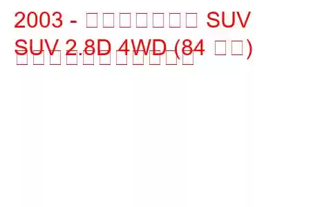 2003 - ランドウィンド SUV
SUV 2.8D 4WD (84 馬力) の燃料消費量と技術仕様