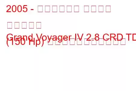 2005 - クライスラー グランド ボイジャー
Grand Voyager IV 2.8 CRD TD (150 Hp) の燃料消費量と技術仕様