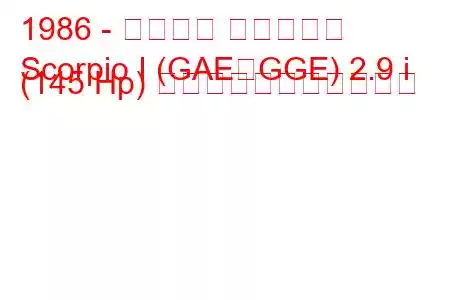 1986 - フォード スコーピオ
Scorpio I (GAE、GGE) 2.9 i (145 Hp) の燃料消費量と技術仕様