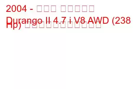 2004 - ダッジ デュランゴ
Durango II 4.7 i V8 AWD (238 Hp) の燃料消費量と技術仕様