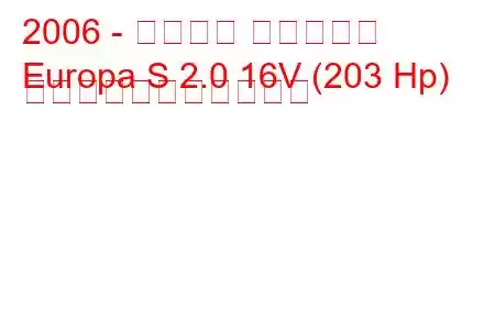 2006 - ロータス ヨーロッパ
Europa S 2.0 16V (203 Hp) の燃料消費量と技術仕様