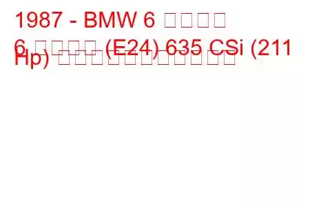 1987 - BMW 6 シリーズ
6 シリーズ (E24) 635 CSi (211 Hp) の燃料消費量と技術仕様