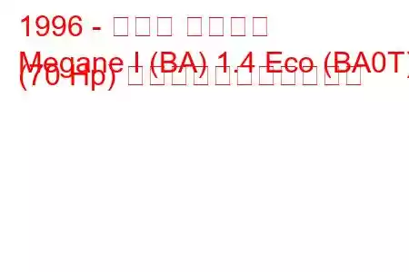 1996 - ルノー メガーヌ
Megane I (BA) 1.4 Eco (BA0T) (70 Hp) の燃料消費量と技術仕様