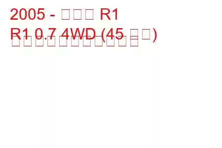 2005 - スバル R1
R1 0.7 4WD (45 馬力) の燃料消費量と技術仕様