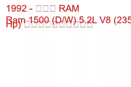 1992 - ダッジ RAM
Ram 1500 (D/W) 5.2L V8 (235 Hp) 燃料消費量と技術仕様