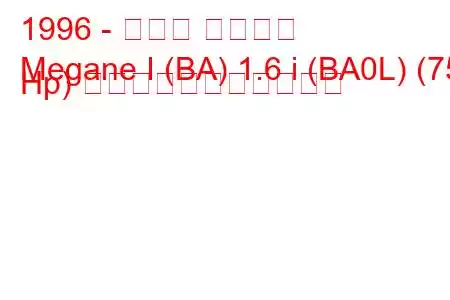 1996 - ルノー メガーヌ
Megane I (BA) 1.6 i (BA0L) (75 Hp) の燃料消費量と技術仕様