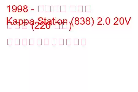 1998 - ランチア カッパ
Kappa Station (838) 2.0 20V ターボ (220 馬力) の燃料消費量と技術仕様