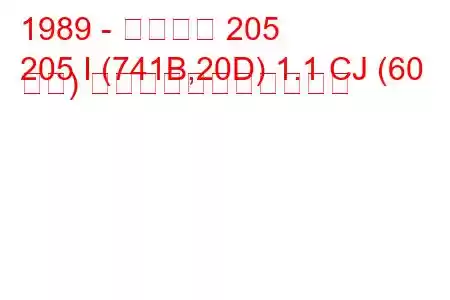 1989 - プジョー 205
205 I (741B,20D) 1.1 CJ (60 馬力) の燃料消費量と技術仕様