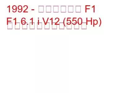 1992 - マクラーレン F1
F1 6.1 i V12 (550 Hp) の燃料消費量と技術仕様