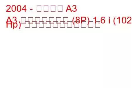 2004 - アウディ A3
A3 スポーツバック (8P) 1.6 i (102 Hp) の燃料消費量と技術仕様