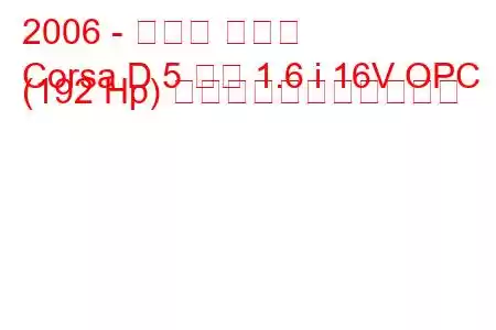 2006 - オペル コルサ
Corsa D 5 ドア 1.6 i 16V OPC (192 Hp) の燃料消費量と技術仕様