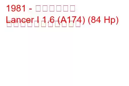 1981 - 三菱ランサー
Lancer I 1.6 (A174) (84 Hp) の燃料消費量と技術仕様