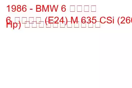 1986 - BMW 6 シリーズ
6 シリーズ (E24) M 635 CSi (260 Hp) の燃料消費量と技術仕様